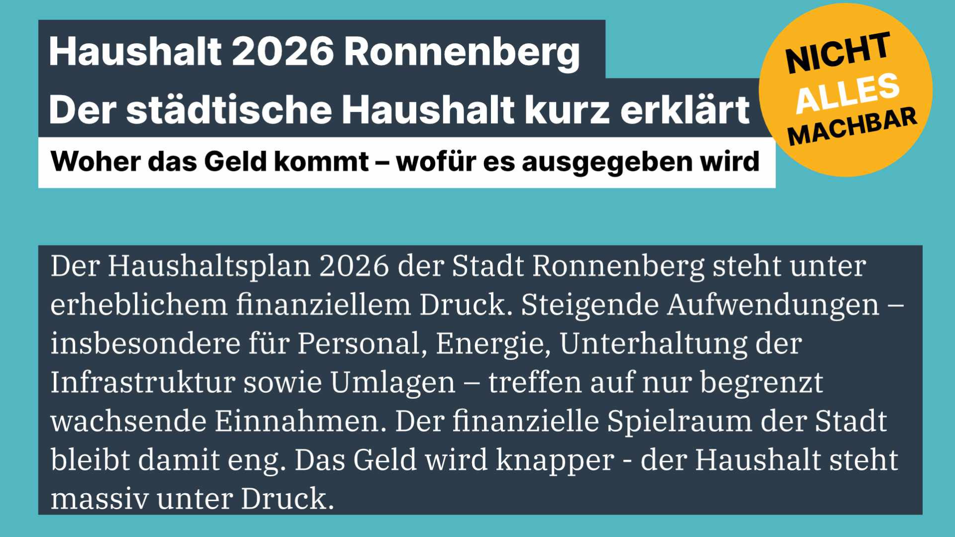 Haushaltsentwurf 2026 der Stadt Ronnenberg � kurz erkl�rt