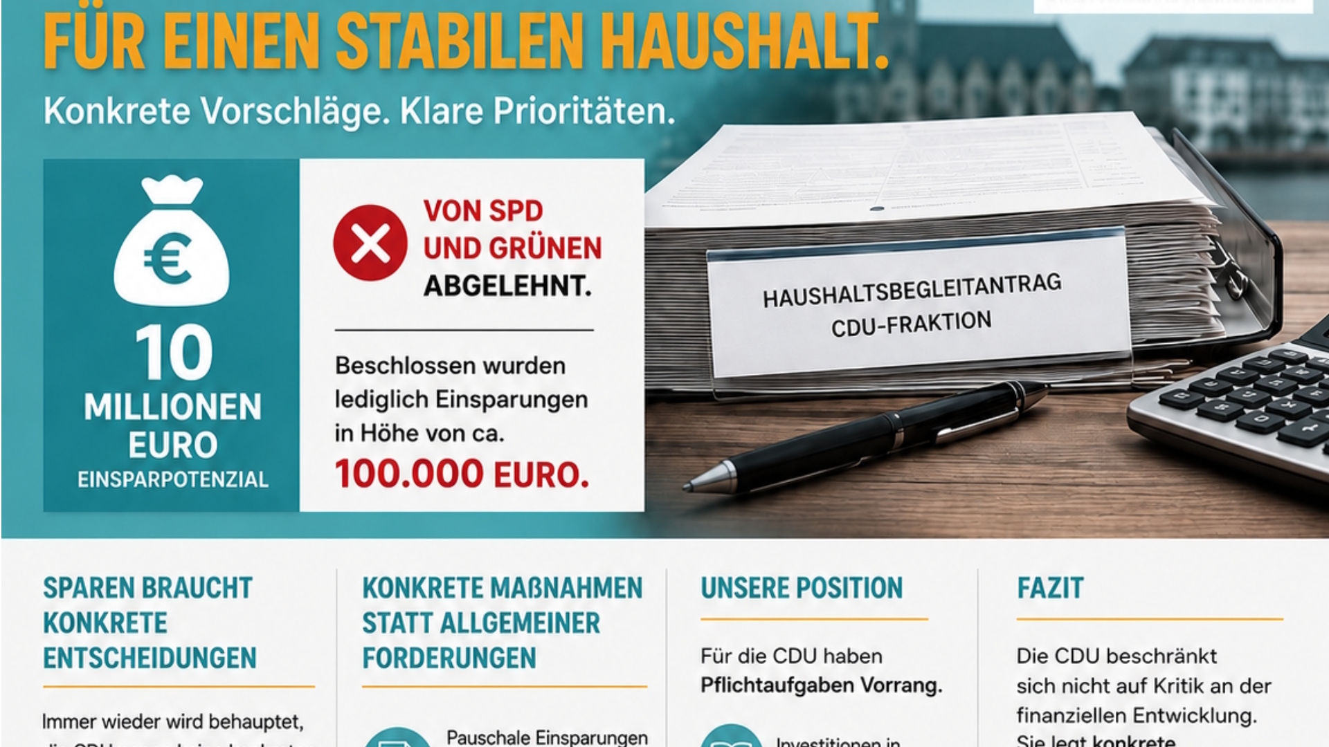 CDU legte bereits im M�rz 2026 konkrete Sparvorschl�ge vor